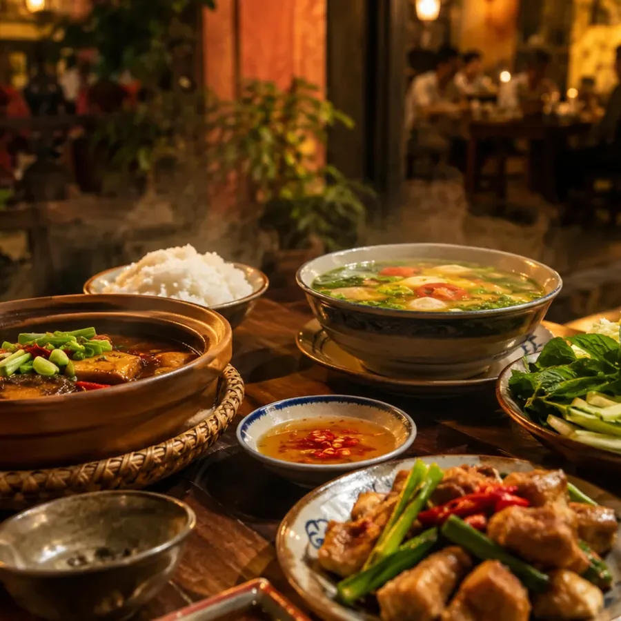 Bàn ăn tại Nguyễn Kiên Định